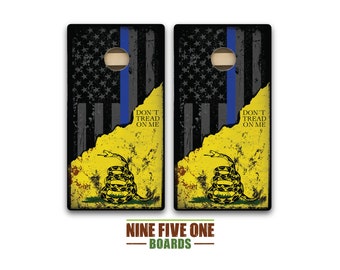 Thin Blue Line DTOM Flag Cornhole Board Set