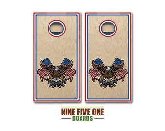 Eagle with Guns Cornhole Board Set