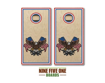 Eagle with Guns Cornhole Board Set