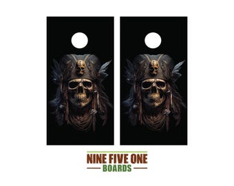Pirate Skull 2 Cornhole Board Vinyl Wrap Cornhole Boards Decals Cornhole Boards Decks Cornhole Board Sticker Cornhole Board Skin