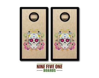 Sugar Skull Cornhole Board Set