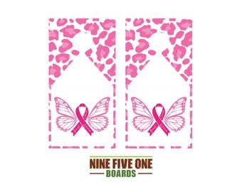 Breast Cancer Leopard Cornhole Board Vinyl Wrap Cornhole Boards Decals Cornhole Boards Decks Cornhole Board Sticker Cornhole Board Skin