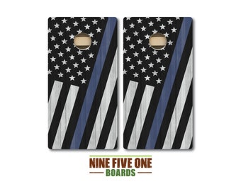 Thin Gray Line Flag Cornhole Board Set