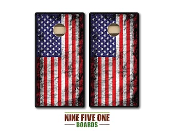 Grunge American Flag Cornhole Board Set