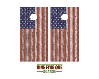 RWB Flag Over Wood Cornhole Board Vinyl Wrap Cornhole Boards Decals Cornhole Boards Decks Cornhole Board Sticker Cornhole Board Skin