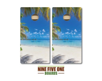 Tropical Beach Cornhole Board Set