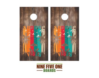 Summer Vibes Cornhole Board Vinyl Wrap Cornhole Boards Decals Cornhole Boards Decks Cornhole Board Sticker Cornhole Board Skin