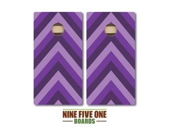 Geometric Purple Stain Chevron Quality Cornhole Board Set