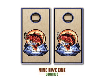 Bass Fishing Cornhole Board Set