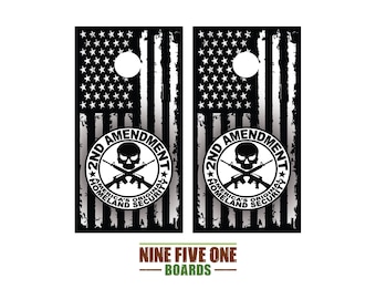 Black White Flag 2A Cornhole Board Vinyl Wrap Cornhole Boards Decals Cornhole Board Decks Cornhole Board Sticker Cornhole Board Skin