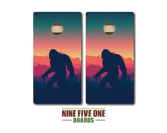 Bigfoot Ombre Sunset Cornhole Board Set