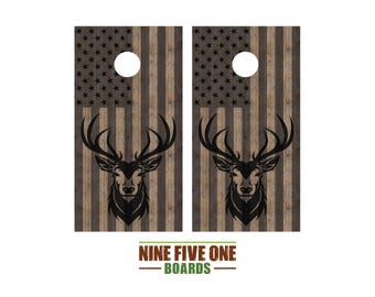 Deer Flag Cornhole Board Vinyl Wrap Cornhole Boards Decals Cornhole Boards Decks Cornhole Board Sticker Cornhole Board Skin