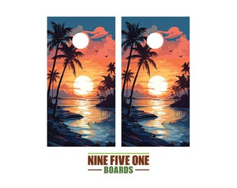 Beach 10 Cornhole Board Vinyl Wrap Cornhole Boards Decals Cornhole Boards Decks Cornhole Board Sticker Cornhole Board Skin