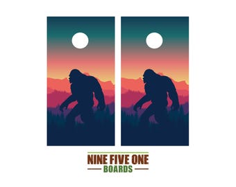 Sunset Big Foot Photo Cornhole Board Vinyl Wrap Cornhole Boards Decals Cornhole Boards Decks Cornhole Board Sticker Cornhole Board Skin