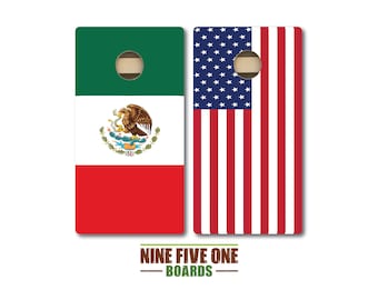 Mexican/American Flag Cornhole Board Set