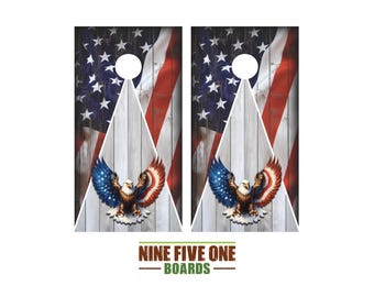 Eagle Flag Over Wood Cornhole Board Vinyl Wrap Cornhole Boards Decals Cornhole Boards Decks Cornhole Board Sticker Cornhole Board Skin