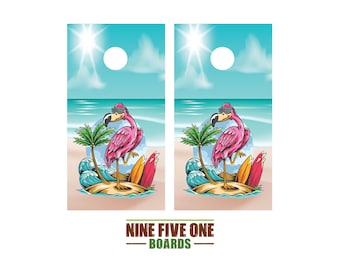 Flamingo Beach Cornhole Board Vinyl Wrap Cornhole Boards Decals Cornhole Boards Decks Cornhole Board Sticker Cornhole Board Skin