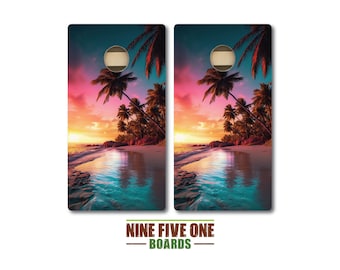 Colorful Beach Cornhole Board Set