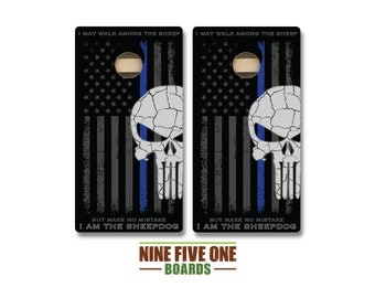 Thin Blue Line Punisher Cornhole Board Set