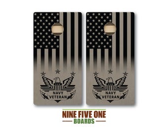 Stained Veteran Cornhole Board Set