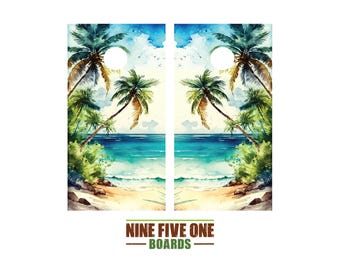 Beach 6 Cornhole Board Vinyl Wrap Cornhole Boards Decals Cornhole Boards Decks Cornhole Board Sticker Cornhole Board Skin