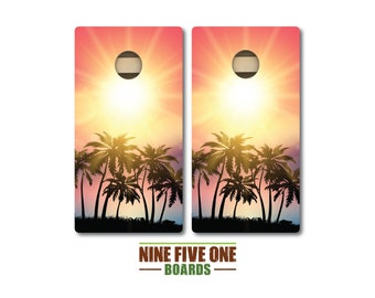 Tropical Landscape Cornhole Board Set