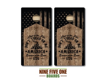 Don't Tread On Me Flag Line Cornhole Board Set