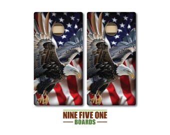 Eagle Fly Over Flag Cornhole Board Set