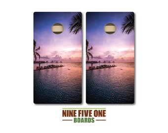 Sunset Beach Cornhole Board Set