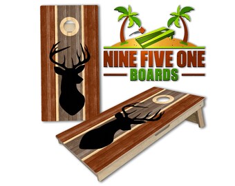 Buck Silhouette Cornhole Board Set with 8 Throwing Bags and FREE SHIPPING