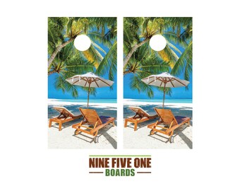 Beach 1 Cornhole Board Vinyl Wrap Cornhole Boards Decals Cornhole Boards Decks Cornhole Board Sticker Cornhole Board Skin