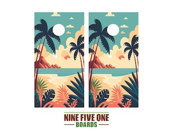 Beach 17 Cornhole Board Vinyl Wrap Cornhole Boards Decals Cornhole Boards Decks Cornhole Board Sticker Cornhole Board Skin