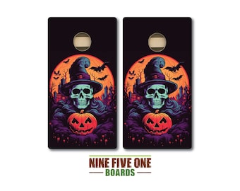 Skull Witch Cornhole Board Set