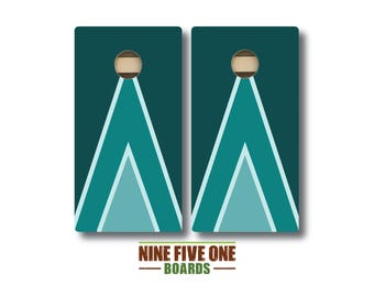 Geo Teal Triangle Cornhole Board Set