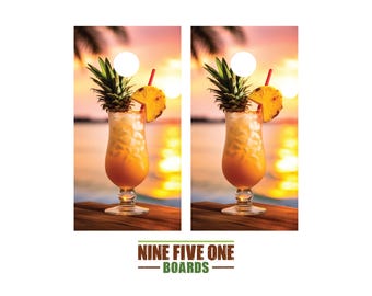 Beach 14 Cornhole Board Vinyl Wrap Cornhole Boards Decals Cornhole Boards Decks Cornhole Board Sticker Cornhole Board Skin