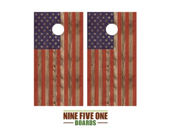 RWB Flag Over Wood 2 Cornhole Board Vinyl Wrap Cornhole Boards Decals Cornhole Boards Decks Cornhole Board Sticker Cornhole Board Skin