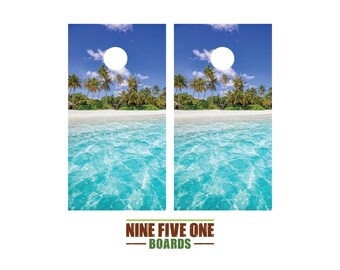 Beach 3 Cornhole Board Vinyl Wrap Cornhole Boards Decals Cornhole Boards Decks Cornhole Board Sticker Cornhole Board Skin