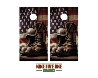 Military Boots Cornhole Board Vinyl Wrap Cornhole Boards Decals Cornhole Boards Decks Cornhole Board Sticker Cornhole Board Skin