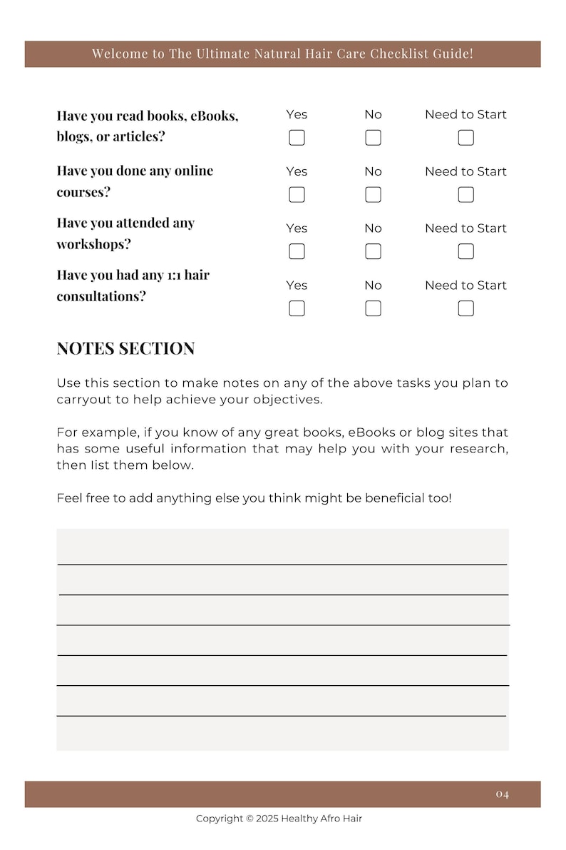 Lista de verificação e planejamento de cuidados com cabelos naturais para mulheres negras (PDF digital) imagem 6
