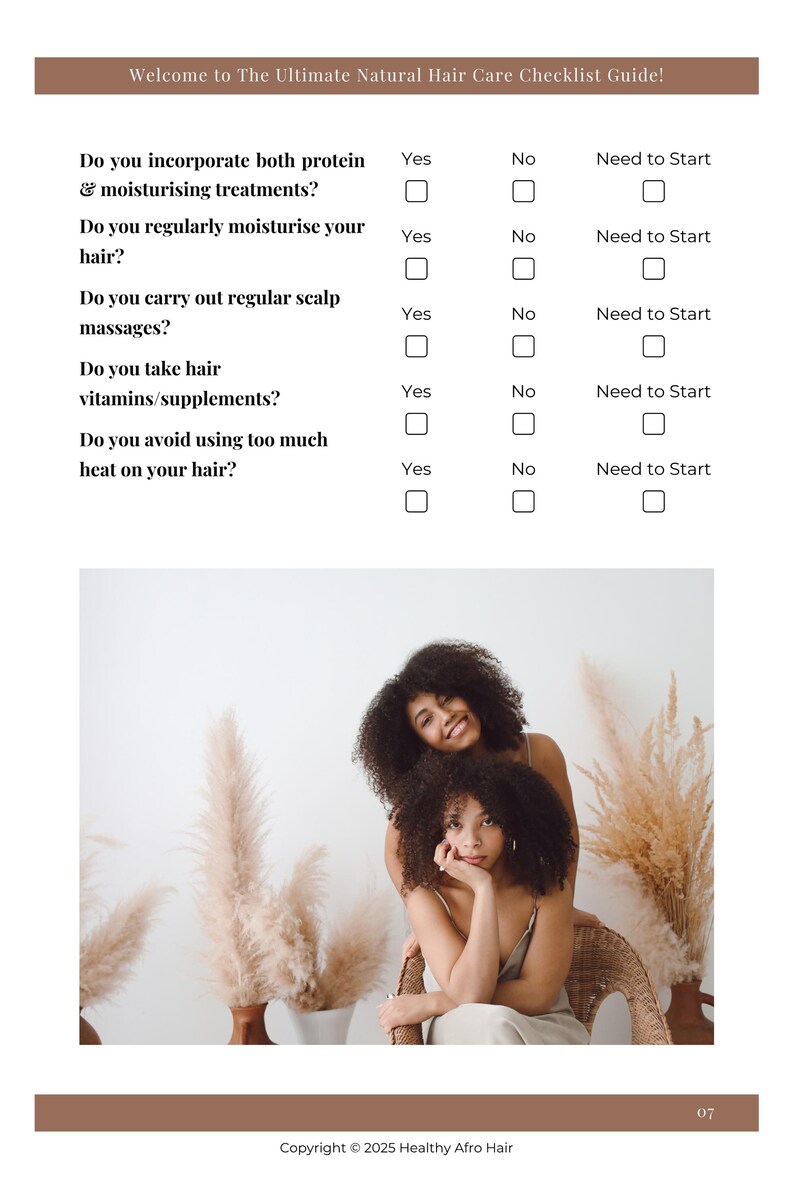 Lista de verificação e planejamento de cuidados com cabelos naturais para mulheres negras (PDF digital) imagem 7