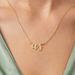 Collar inicial de pareja - Plata de ley 925K - Iniciales con collar de corazón - Joyería de novia - Joyería de nombre lindo - Regalo de verano