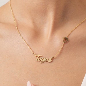 Name Halskette mit einem Symbol - 925K Sterling Silber - Individuelle zierliche Halskette - Geschenk für Frauen - Personalisierter Name Anhänger - Brautjungfer Geschenke