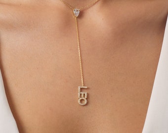 Pave Name Lariat Necklace: Sterling Silver Vertical Necklace