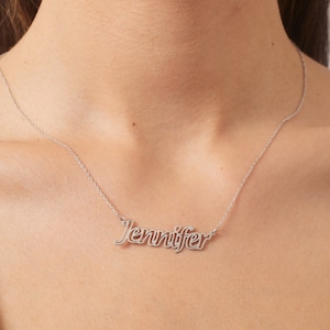 Collar con nombre, Plata de ley 925 K, Joyería con nombre personalizado, Collar con nombre hueco, Colgante con nombre personalizable, Regalo universitario para ella