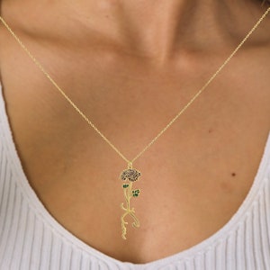 Chrysanthemum Necklace -  November Birth Flower Necklace -  Birth Flower Name Necklace - Flower Jewelry - Custom Name Necklace