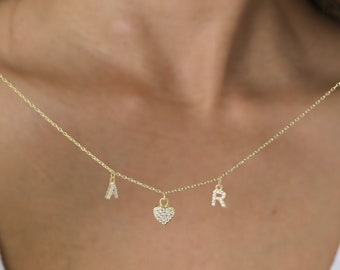 Personalized Heart Initial Necklace - Heart Necklace with Initial - Letter Necklace - Custom Name Jeweley - Perfect Gift for Girls