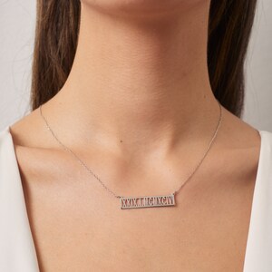 Roman Numerals Necklace - Personalized Roman Necklace - Custom Date Necklace - Bar Necklace - Engraved Necklace - Bridesmaids Gift