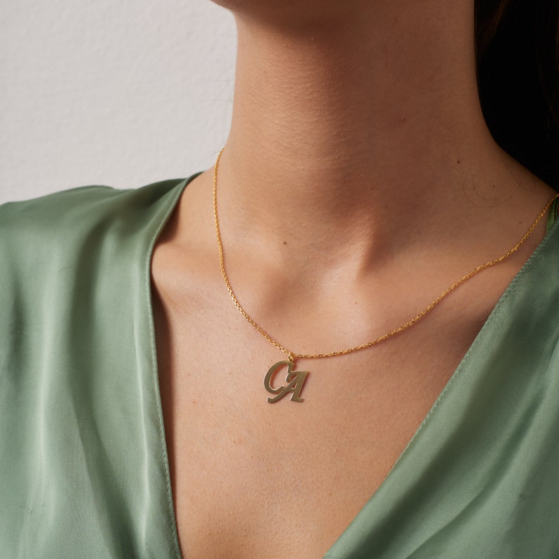 Two Initial Necklace Double Initial Necklace Initial Necklace Couple Necklace Initial Name Necklace Letter Necklace image 6