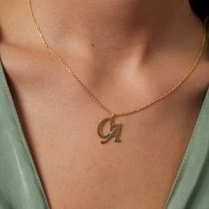 Two Initial Necklace Double Initial Necklace Initial Necklace Couple Necklace Initial Name Necklace Letter Necklace image 5