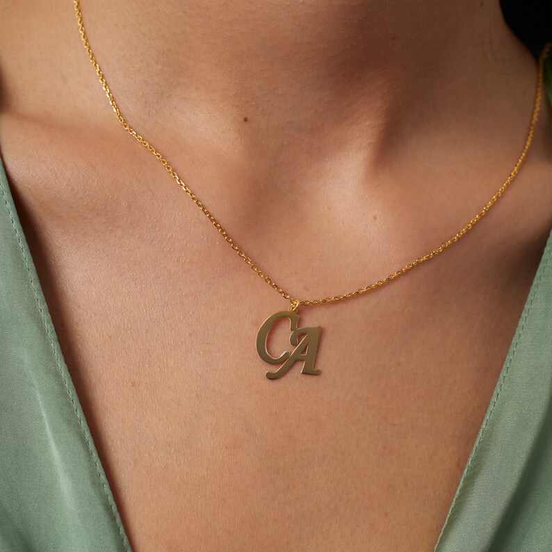 Two Initial Necklace Double Initial Necklace Initial Necklace Couple Necklace Initial Name Necklace Letter Necklace image 5